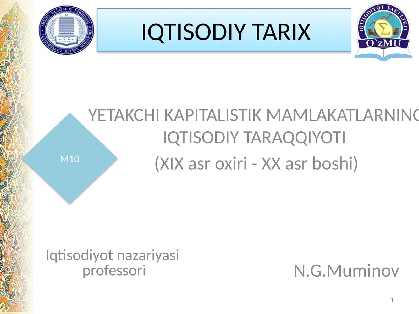 YETAKCHI KAPITALISTIK MAMLAKATLARNING IQTISODIY TARAQQIYOTI