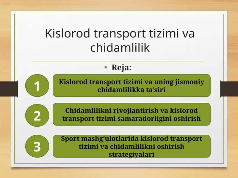 Kislorod transport tizimi va chidamlilik