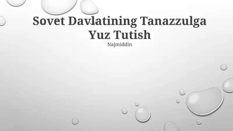 Sovet Davlatining Tanazzulga Yuz Tutish