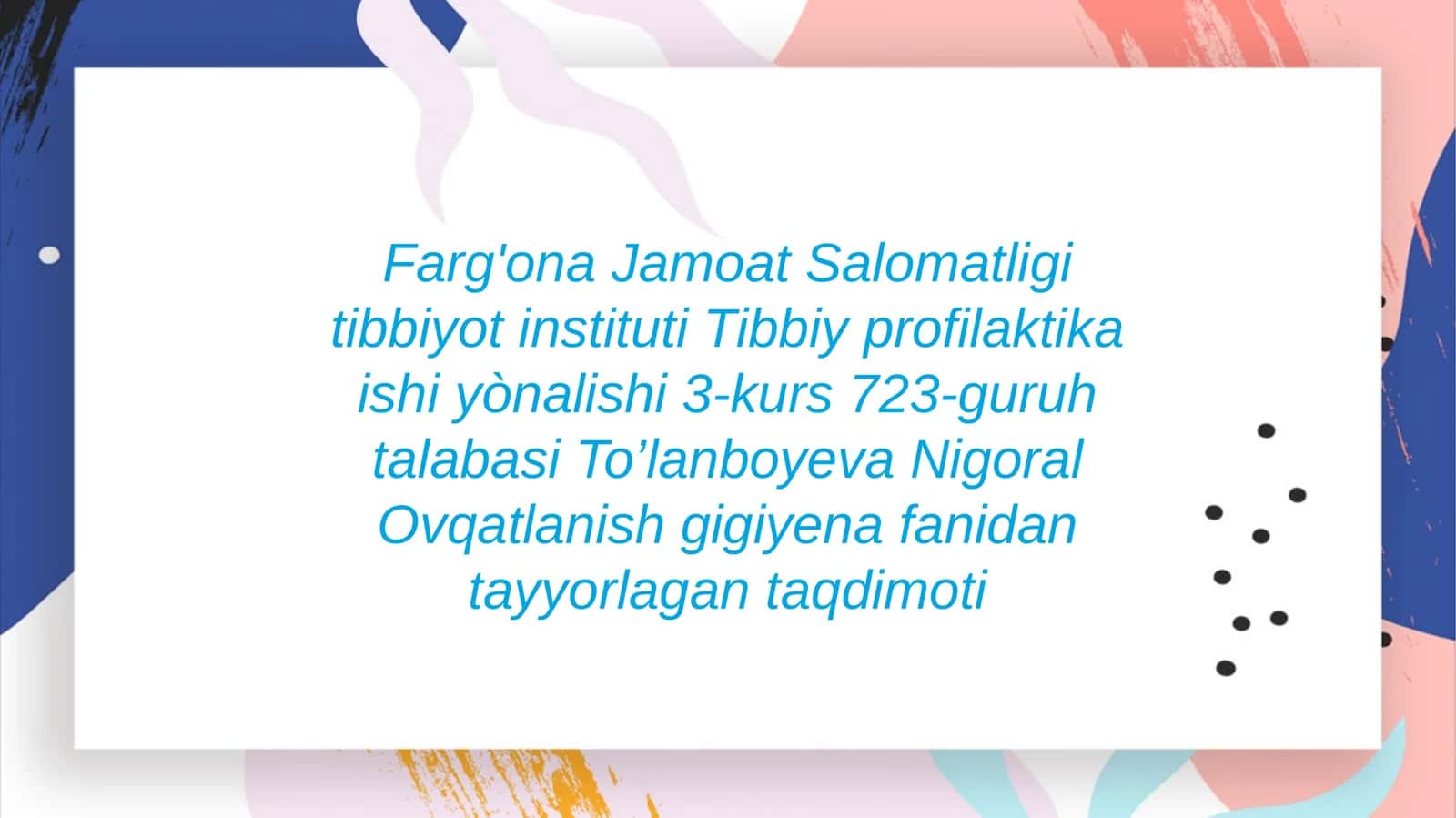 Parhez ovqatlanishni o’rganish va unga baho berish