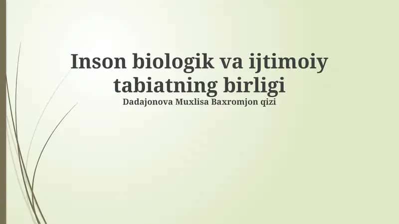 Biologik va Ijtimoiy Tabiatning Birligi