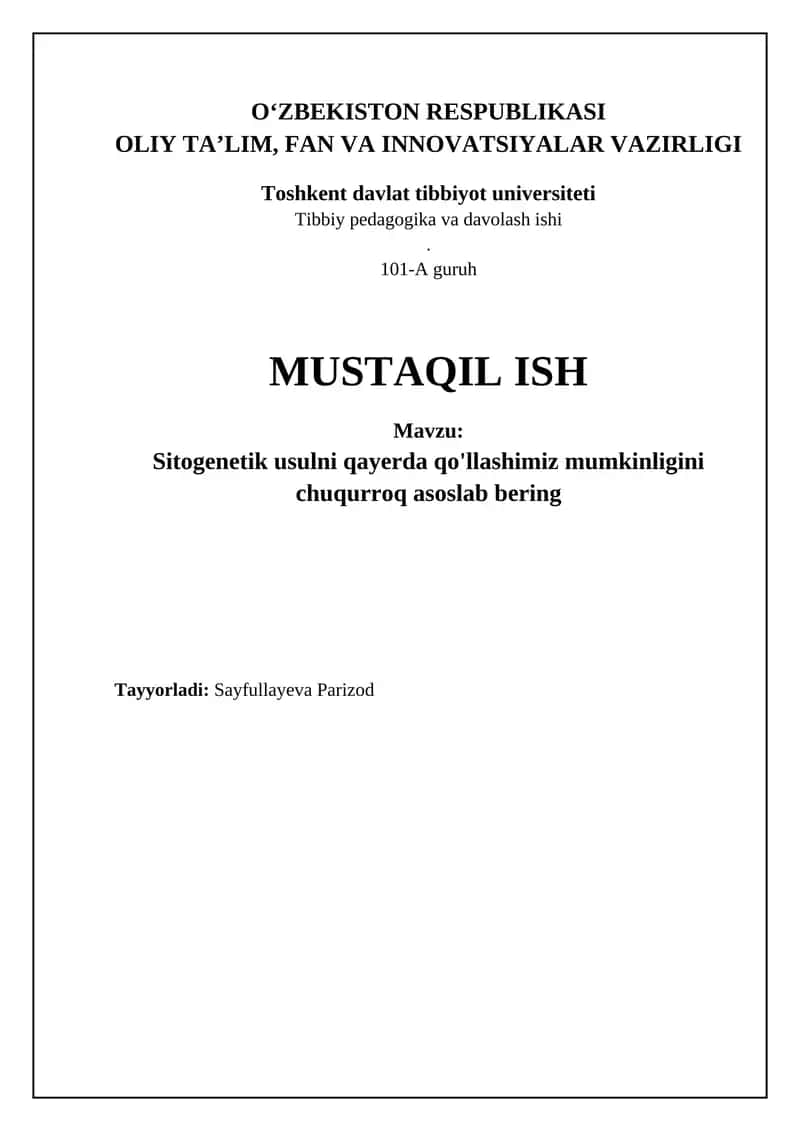 Sitogenetik usullarning evolyutsiyasi va zamonaviy texnologiyalari