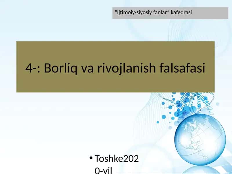 Borliq va rivojlanish falsafasi