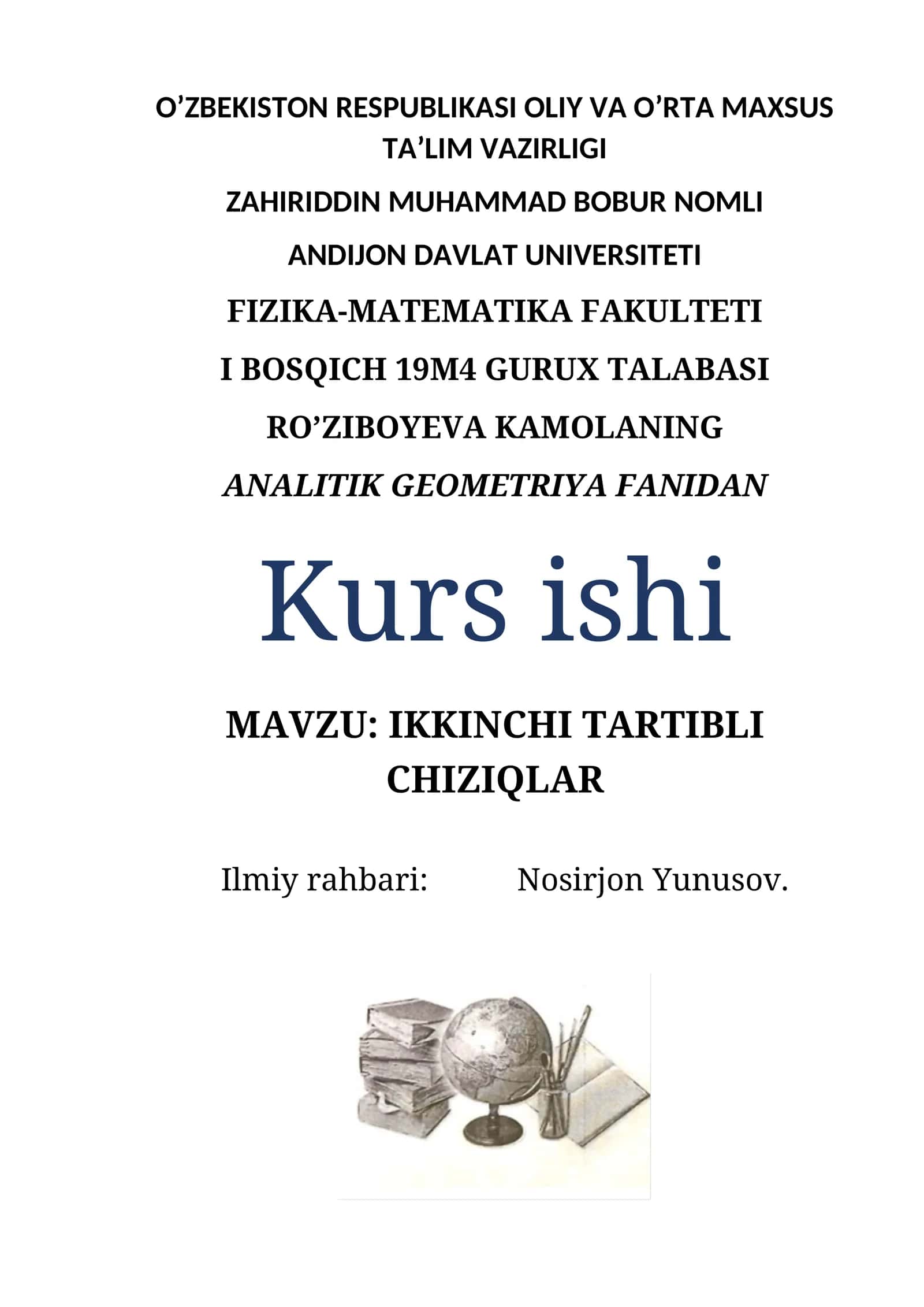 IKKINCHI TARTIBLI CHIZIQLAR