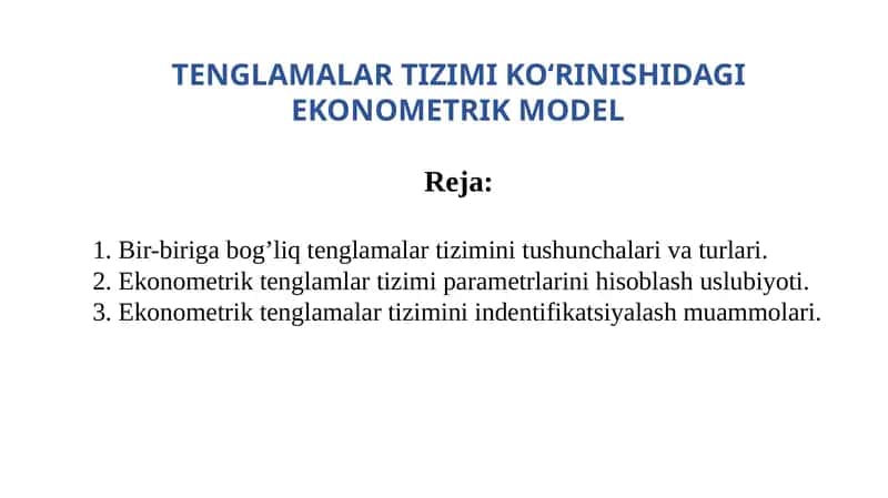 Ekonometrik tenglama tizimi