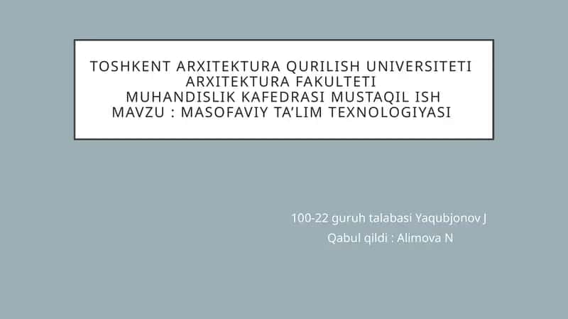 Masofaviy ta’lim texnologiyasi