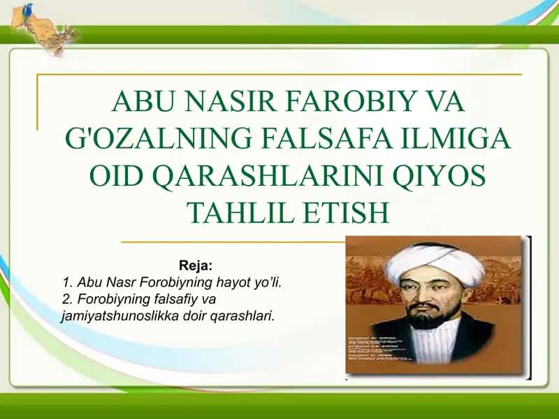ABU NASIR FAROBIY VA G'OZALNING FALSAFA ILMIGA OID QARASHLARINI QIYOS