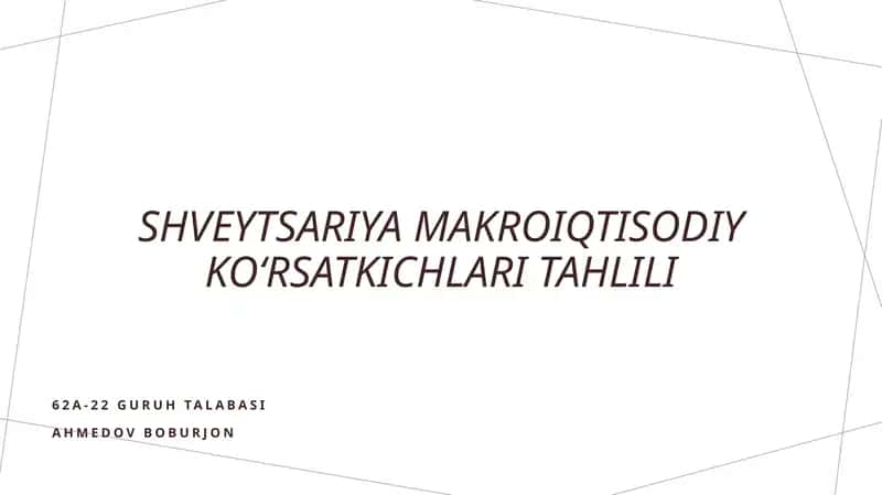 Shveytsariya makro iqtisodiy ko'rsatkichlari tahlili
