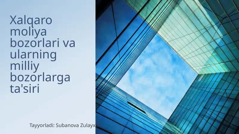 Xalqaro moliya bozorlari va ularning milliy bozorlarga ta'siri
