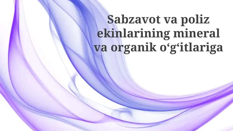 Sabzavot va poliz ekinlarini o'g'itlash: mineral va organik o'g'itlar