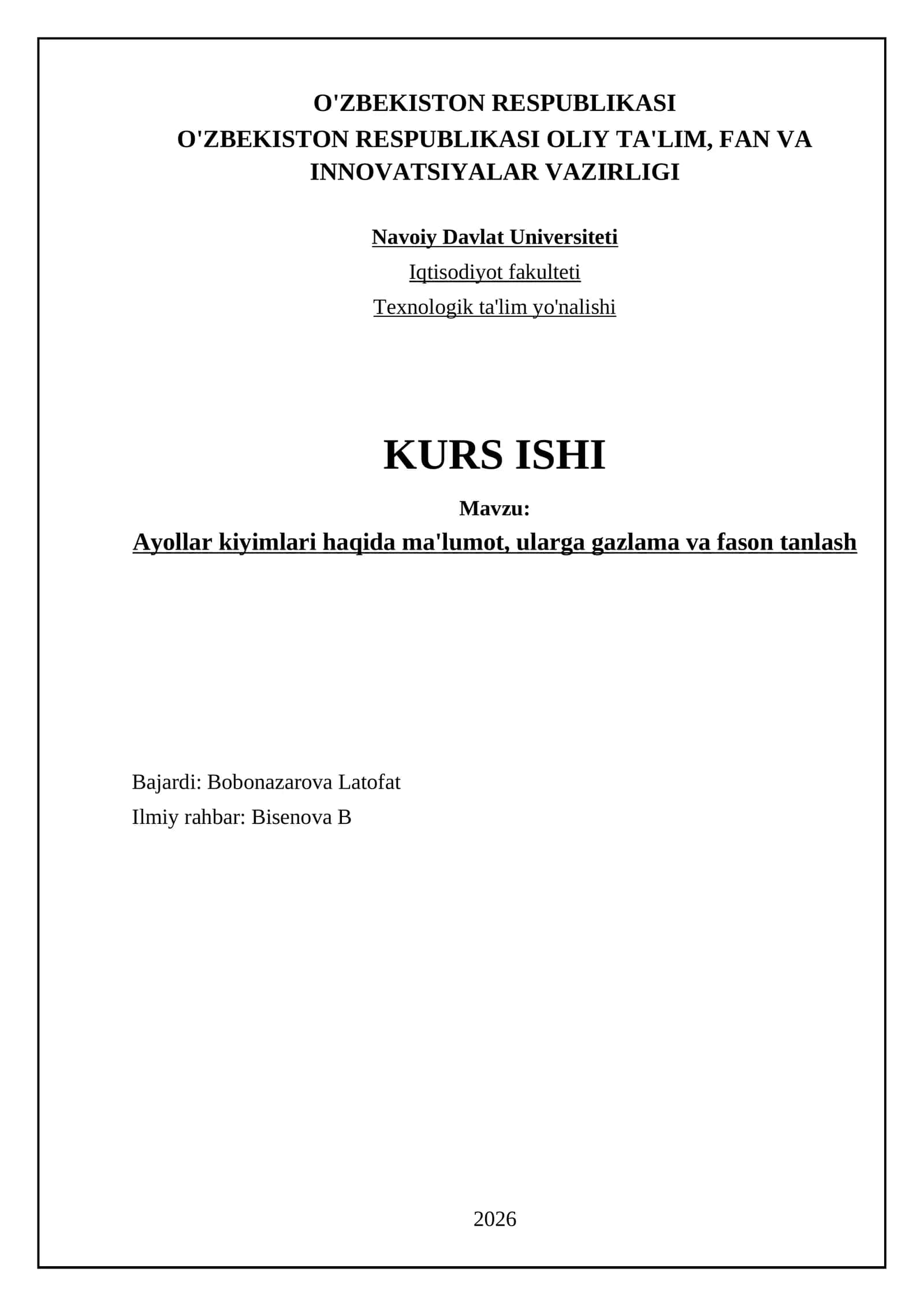 Ayollar kiyimlari haqida ma'lumot, ularga gazlama va fason tanlash