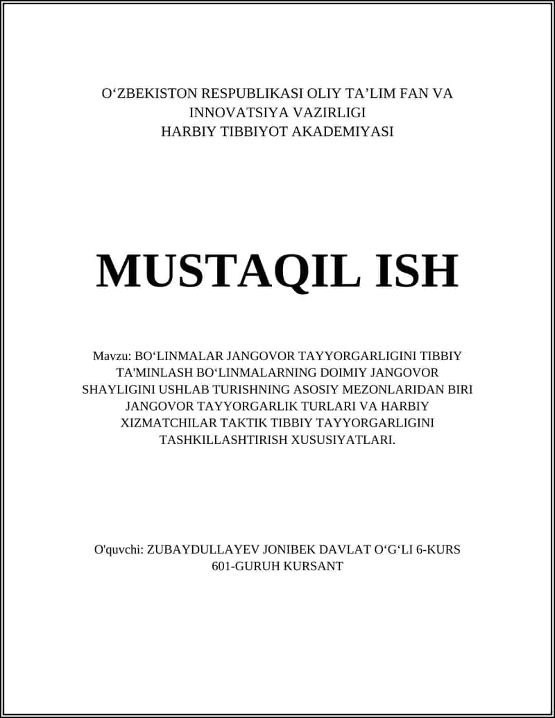 Jangovor Tayyorgarlik Turlari