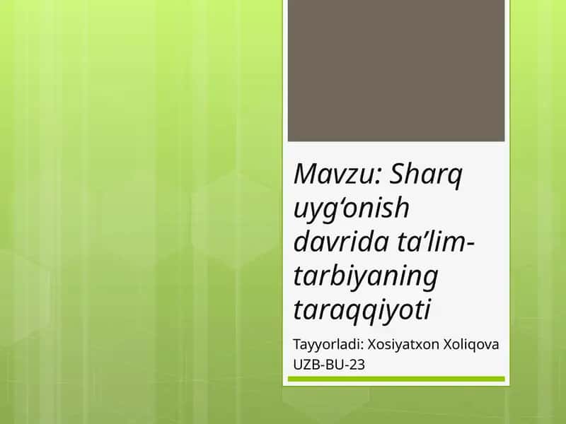 Al-Xorazmiyning matematika fanining rivojlanishi