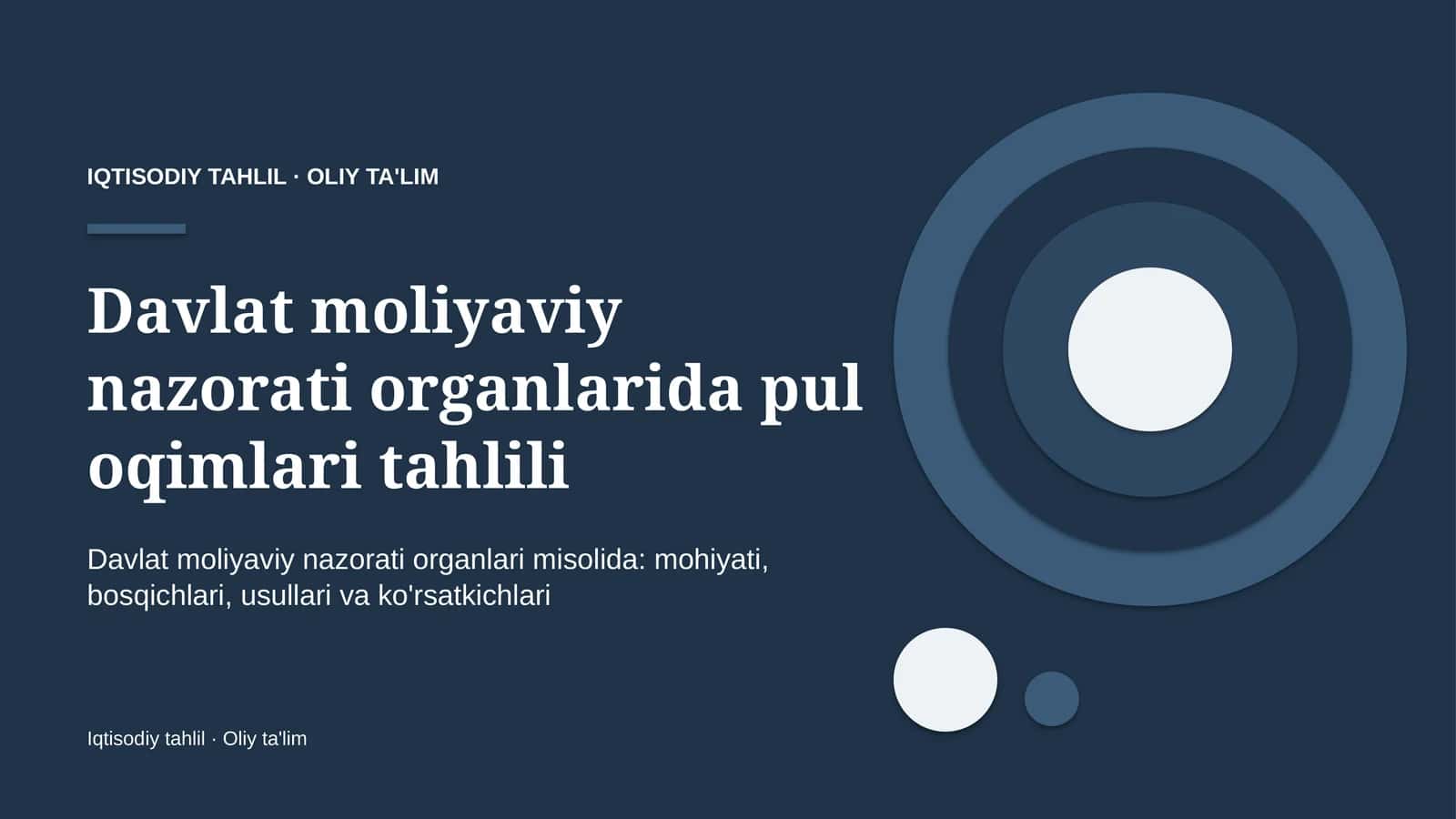 Davlat moliyaviy nazorati organlarida pul oqimlari tahlili
