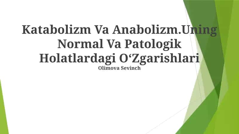 Katabolizm Va Anabolizm