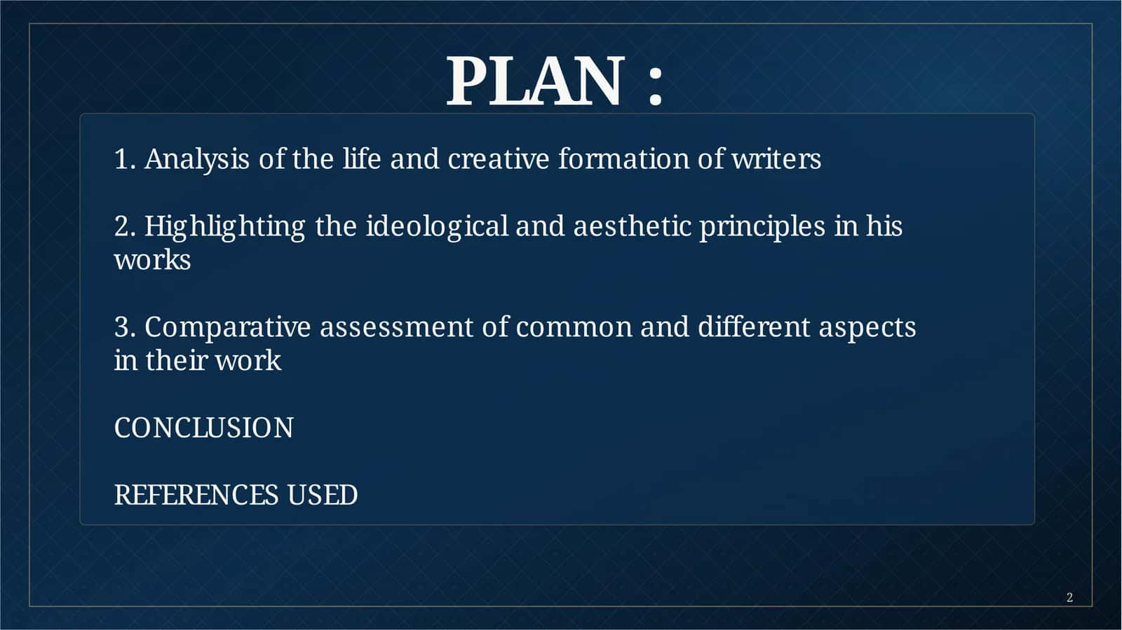 Analizning plani
