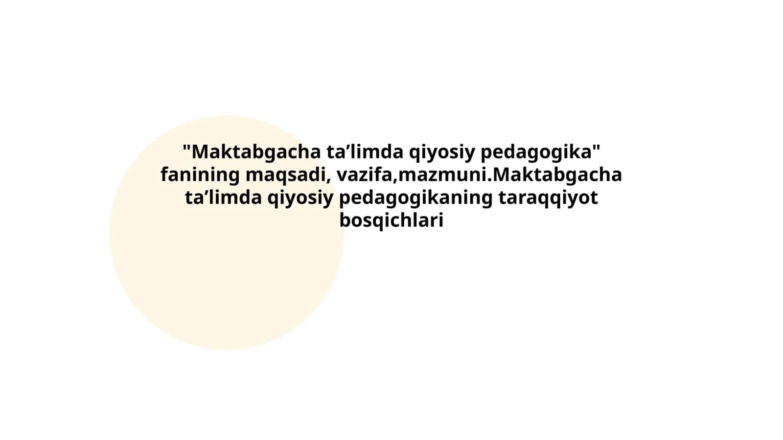 Maktabgacha taʼlimda qiyosiy pedagogika