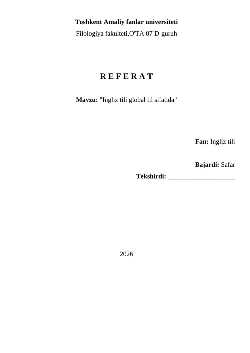 Ingliz tili global til sifatida