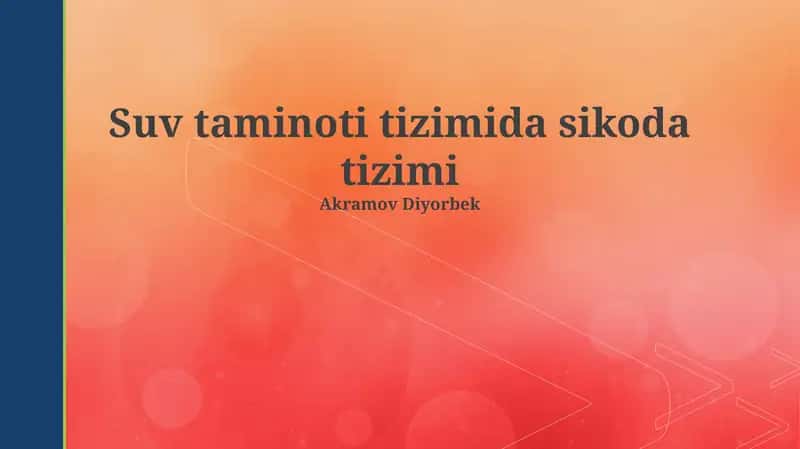 Suv Ta'minoti Tizimida Sikoda Tizimi