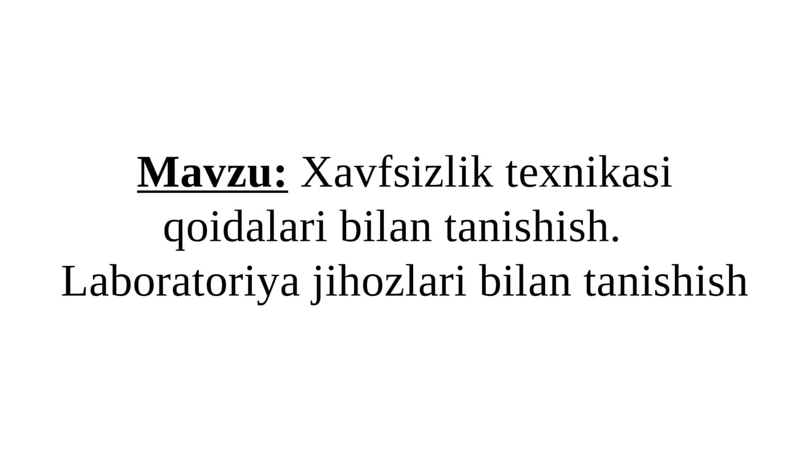 Xavfsizlik texnikasi qoidalari bilan tanishish