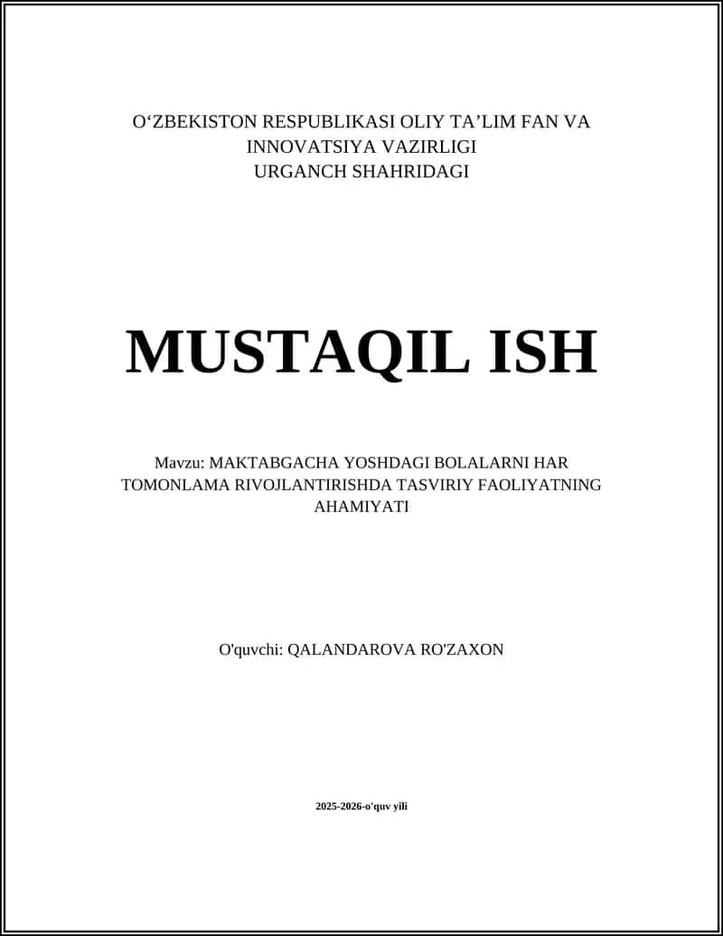 TASVIRIY FAOLIYAT