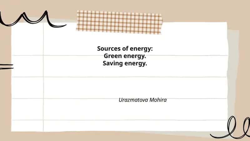 Sources of energy