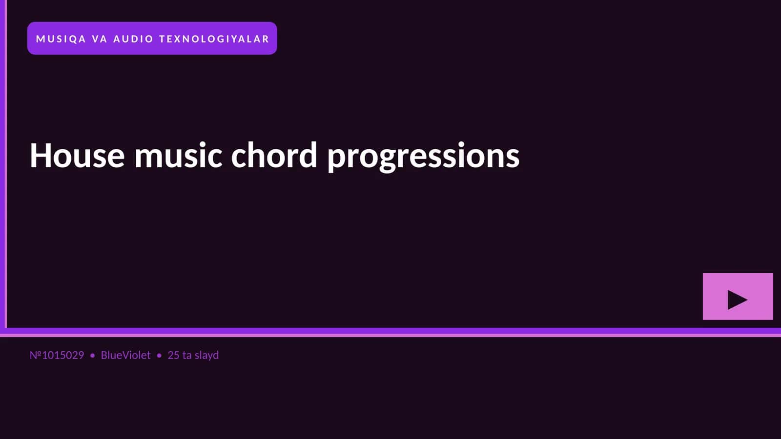 House music chord progressions