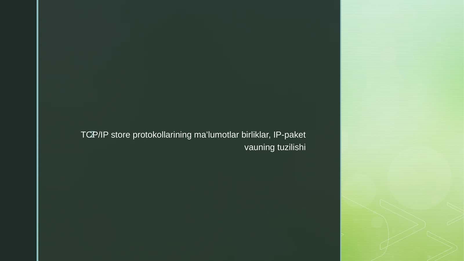 TCP/IP store protokollarining ma’lumotlar birliklar, IP-paket vauning tuzilishi