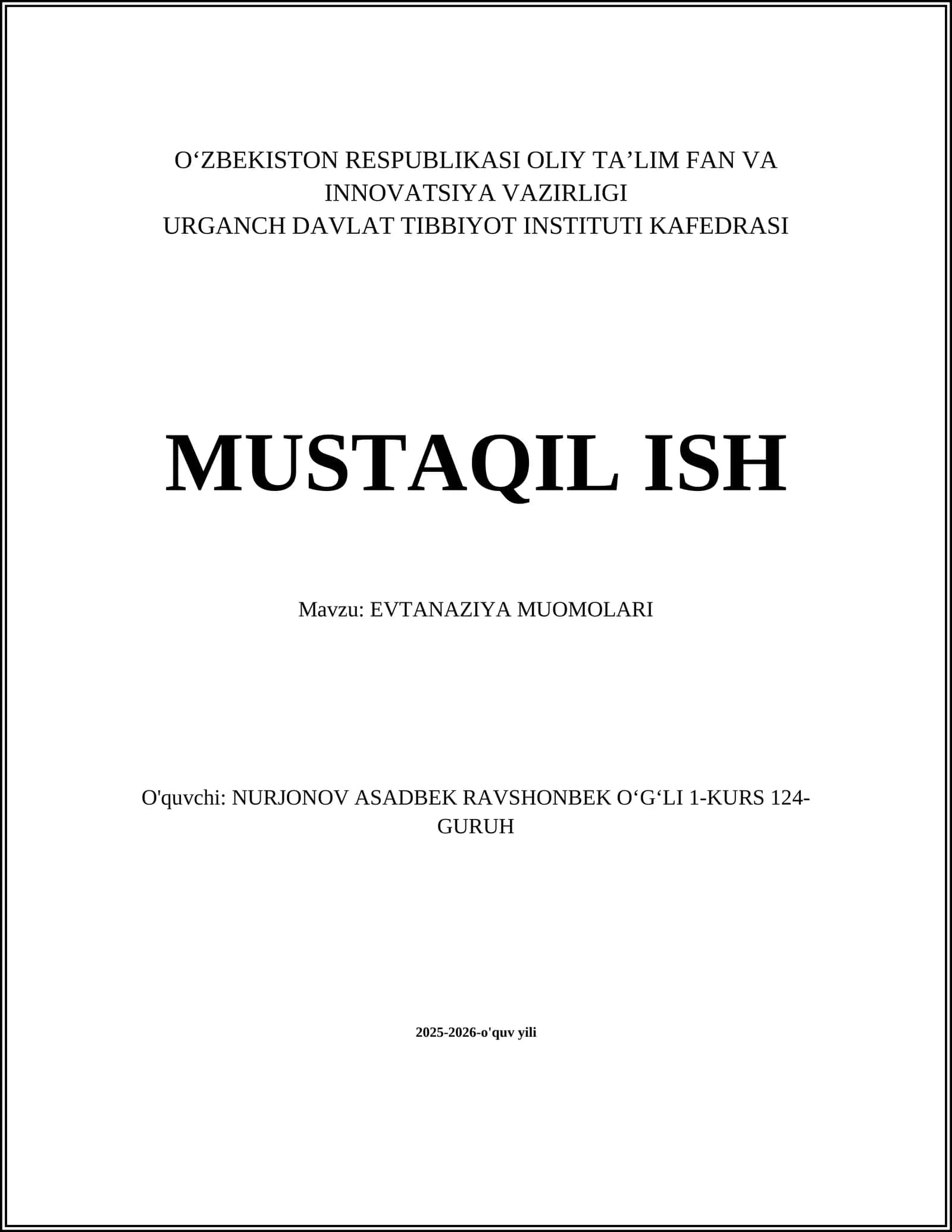 EVTANAZIYA MUOMOLARI