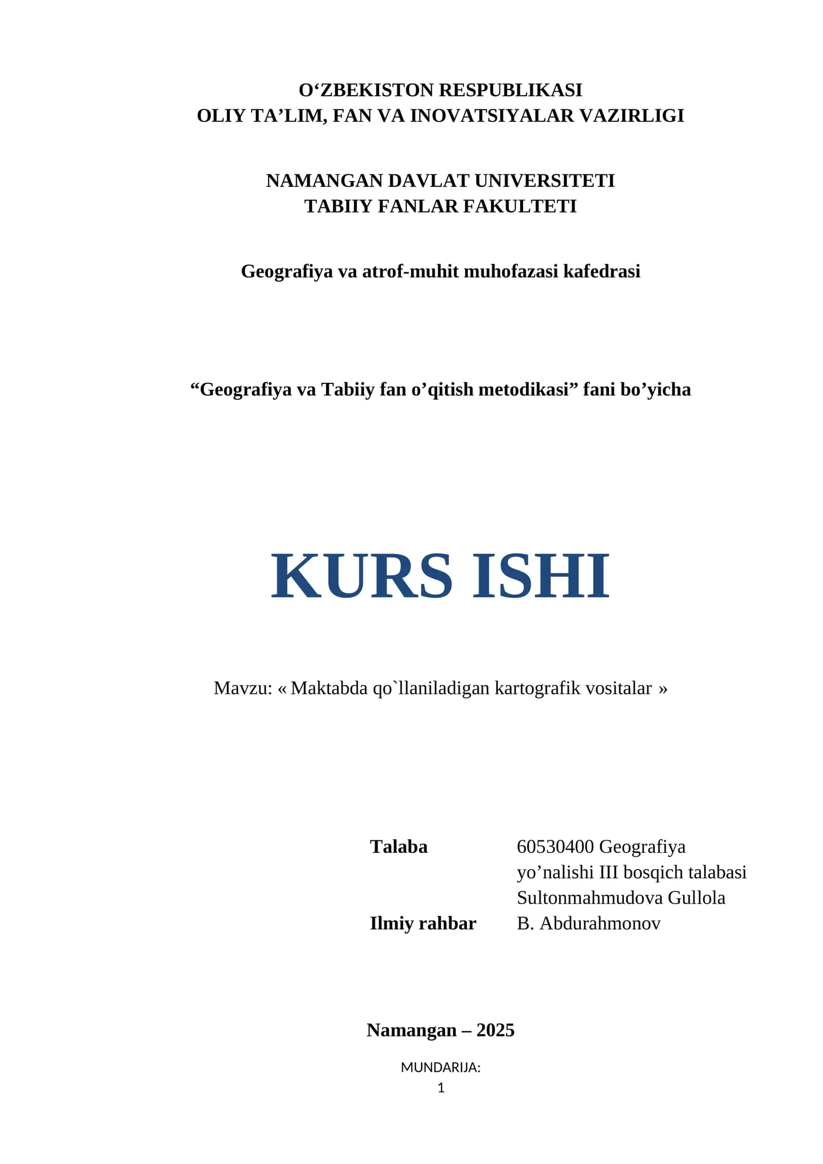 Maktabda qo`llaniladigan kartografik vositalar