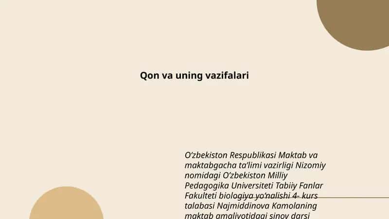 Qon va uning vazifalari