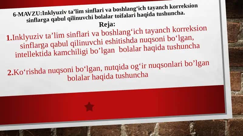 Inklyuziv Ta’lim va Tayanch Korreksion sinflariga Qabul Qurilmaydigan Bolalar