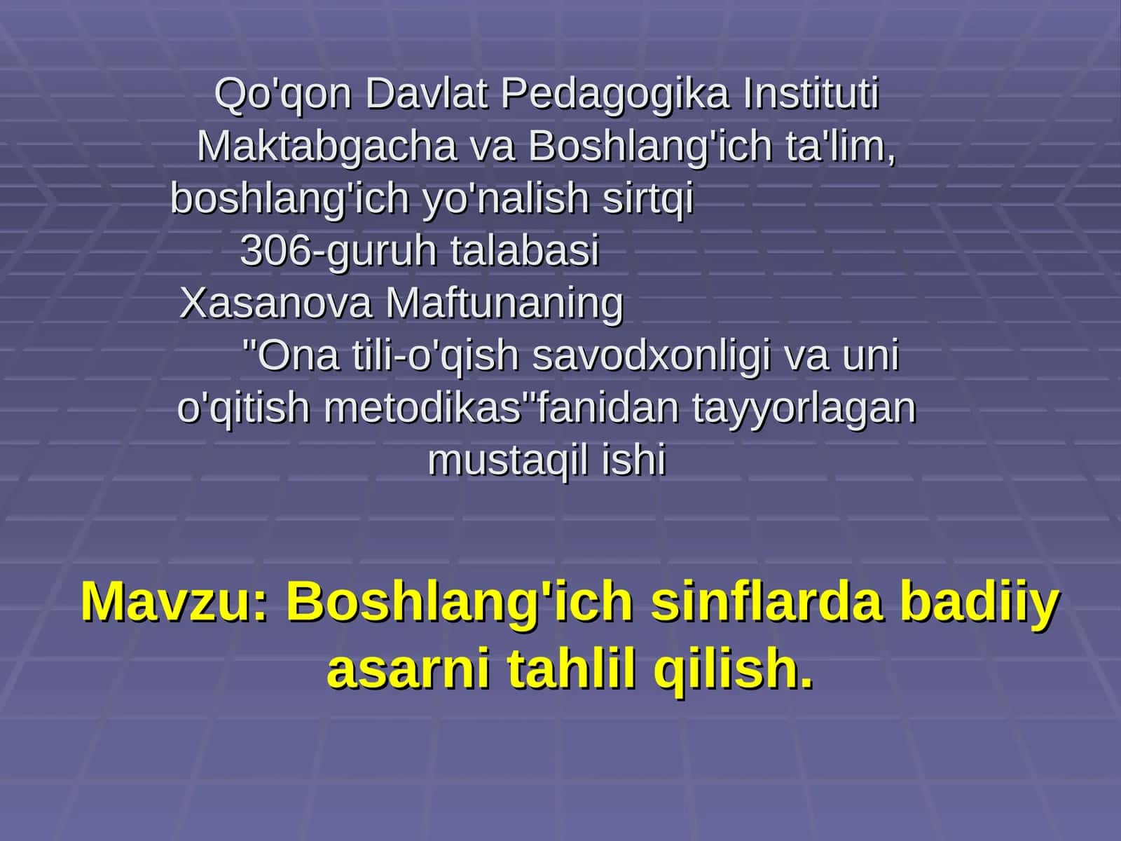 Badiiy asarni tahlil qilish