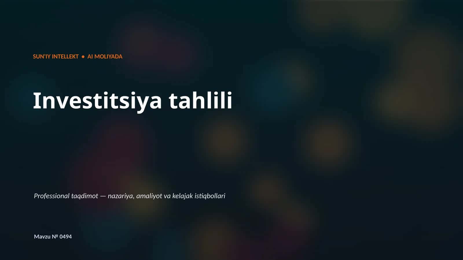 SUN'IY INTELLEKT • AI MOLIYADA