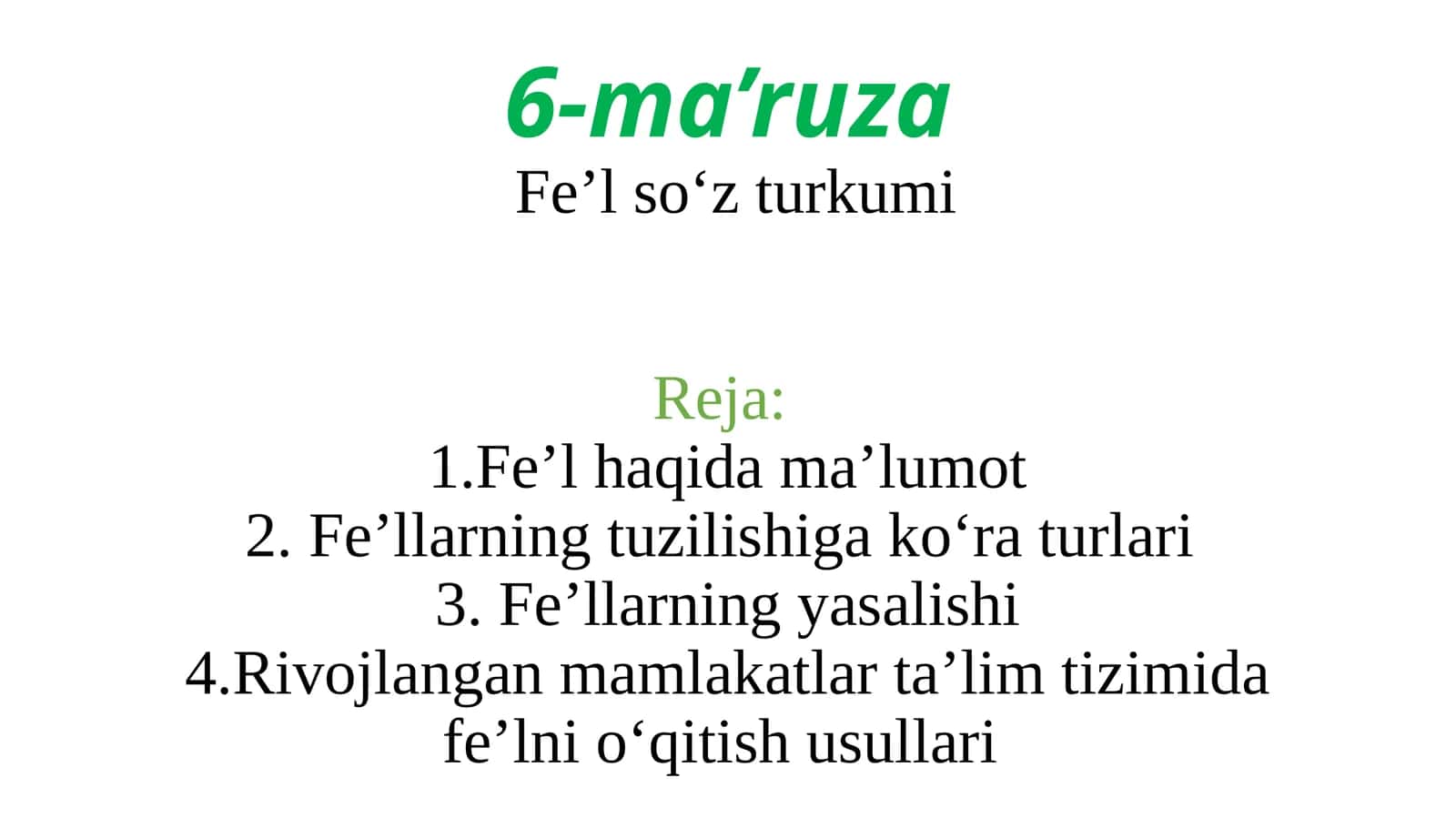 Fe’l so‘z turkumi