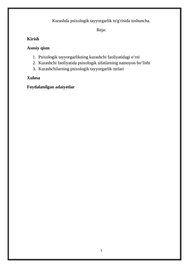 Kurash Psixologik Tayyorgarlik