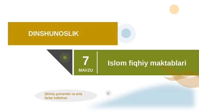 Ilk islomiy fiqhiy maktablar
