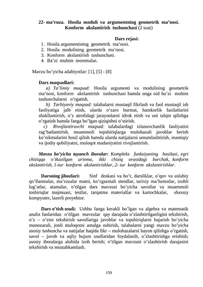 Hosila Moduli va Argumentning Geometrik Ma'nosi
