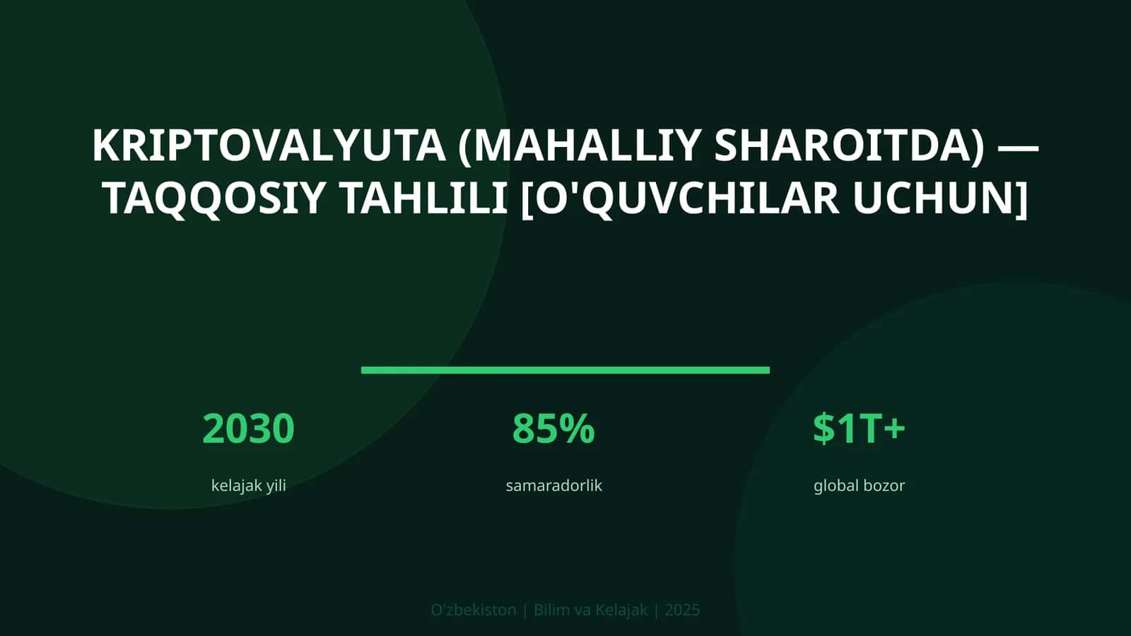 Kriptovalyuta (mahalliy sharoitda) — taqqosiy tahlili [o'quvchilar uchun]