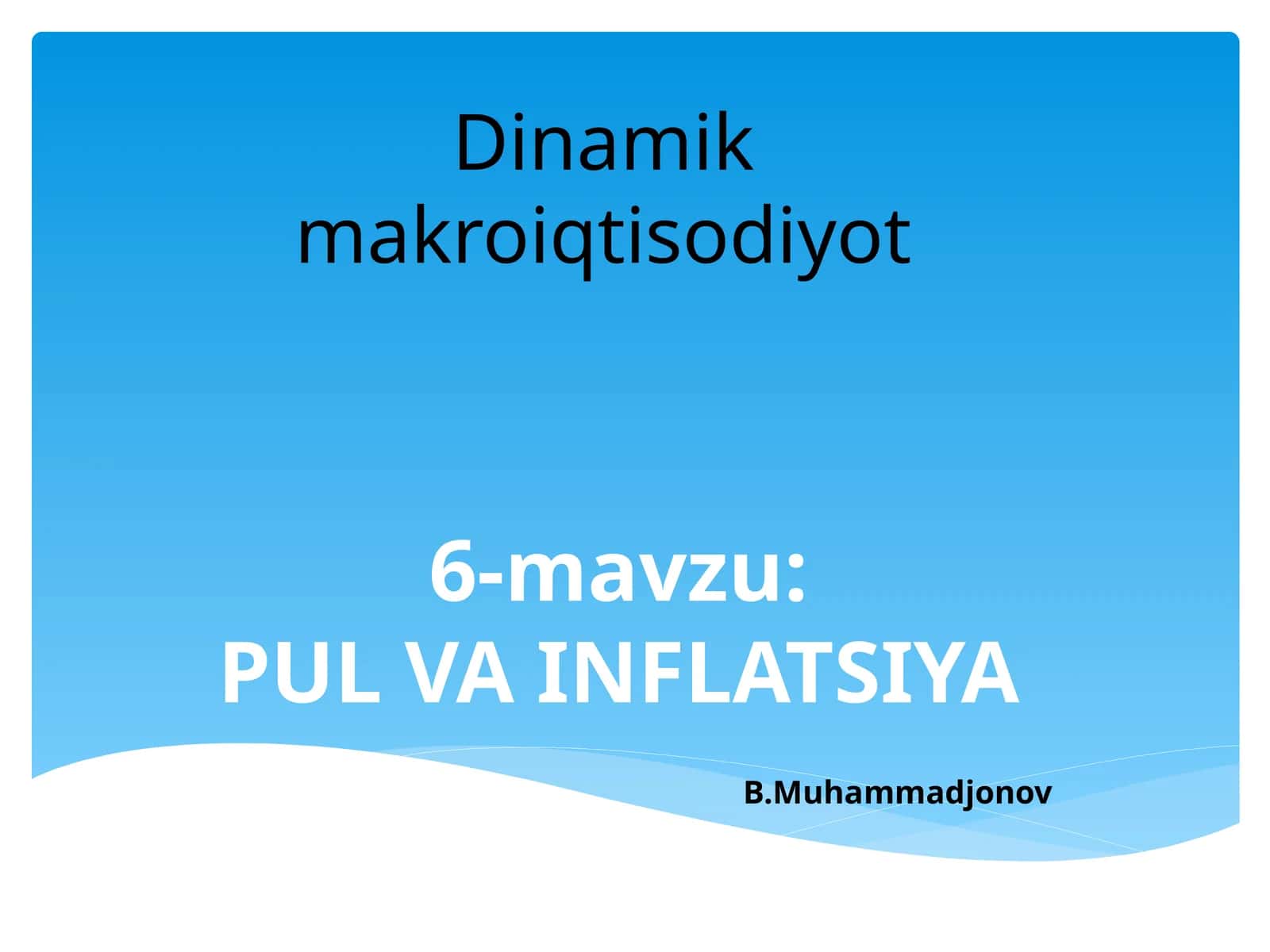 PUL VA INFLATSIYA