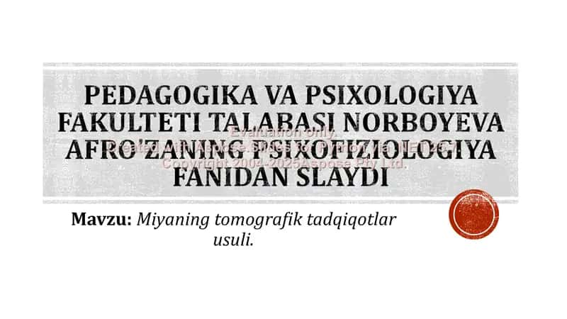 Psixofiziologiya fani darslik slaydi