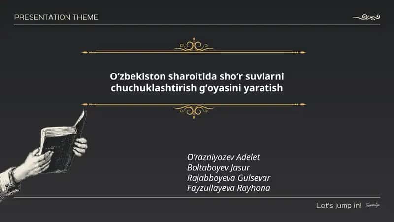 Oʻzbekiston sharoitida shoʻr suvlarni chuchuklashtirish gʻoyasini yaratish