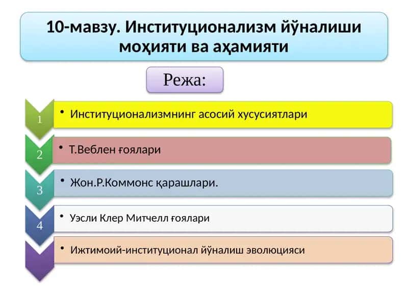 Иқтисодий таълимотлардаги институционализм йўналиши