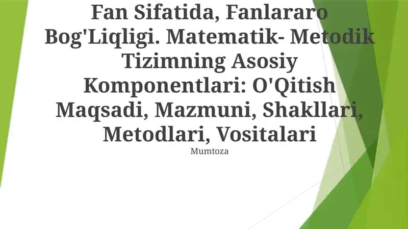 Boshlang'Ich Sinflarda Matematika O'Qitish Metodikasi Fan Sifatida, Fanlararo Bog'Liqligi