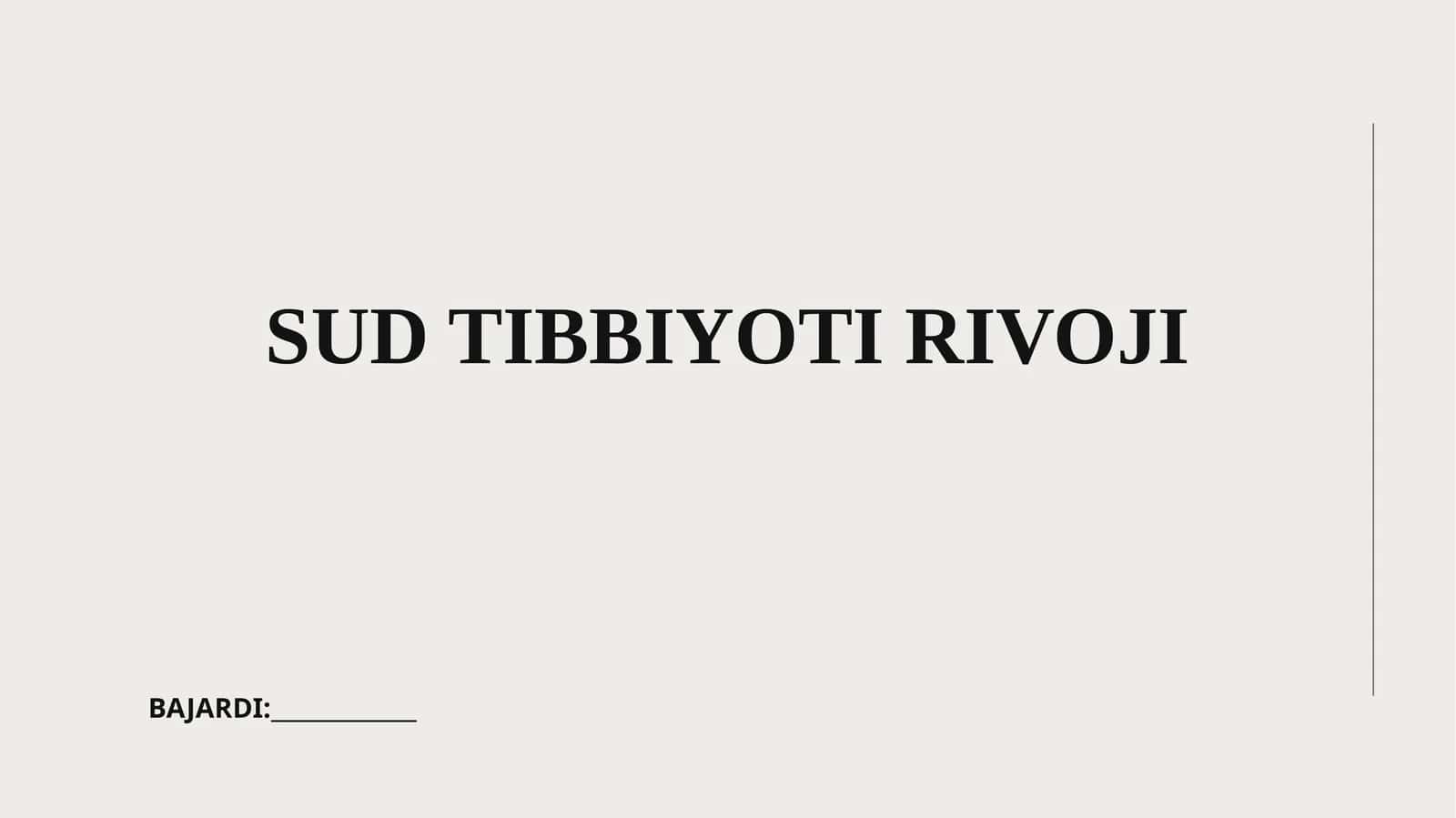 SUD TIBBIYOTI RIVOJI
