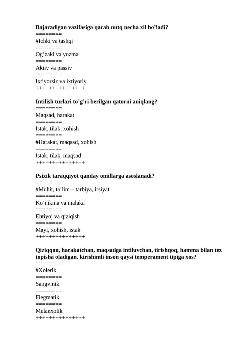 Umumiy psixologiya test HEMIS