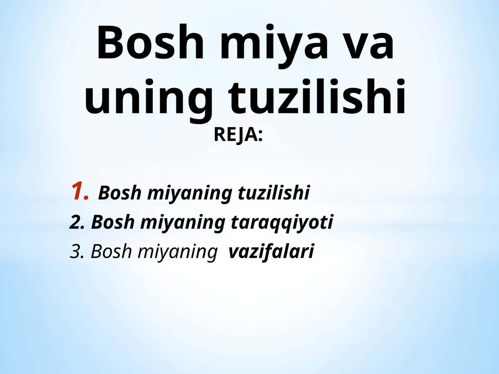 Bosh miya va uning tuzilishi