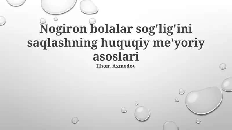 Bolalar Nogironligi Huquqlari va Sog'liqni Saqlash