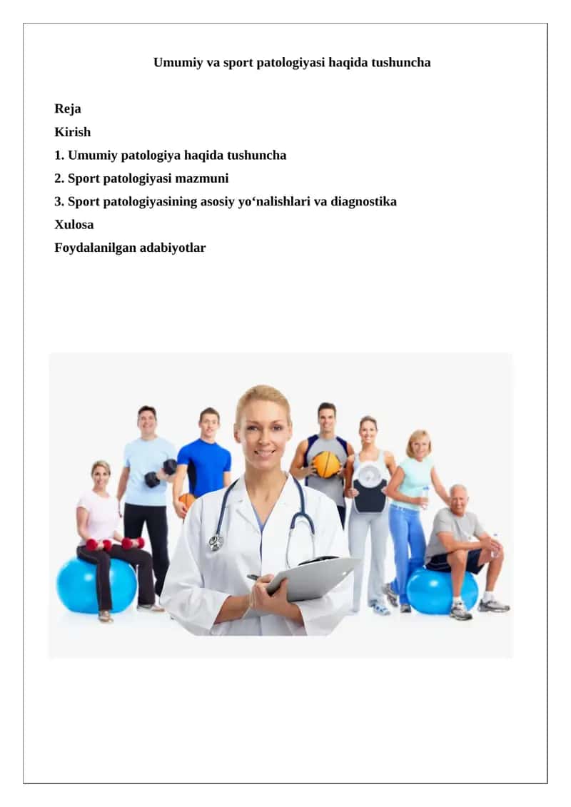 Umumiy va sport patologiyasi haqida tushuncha