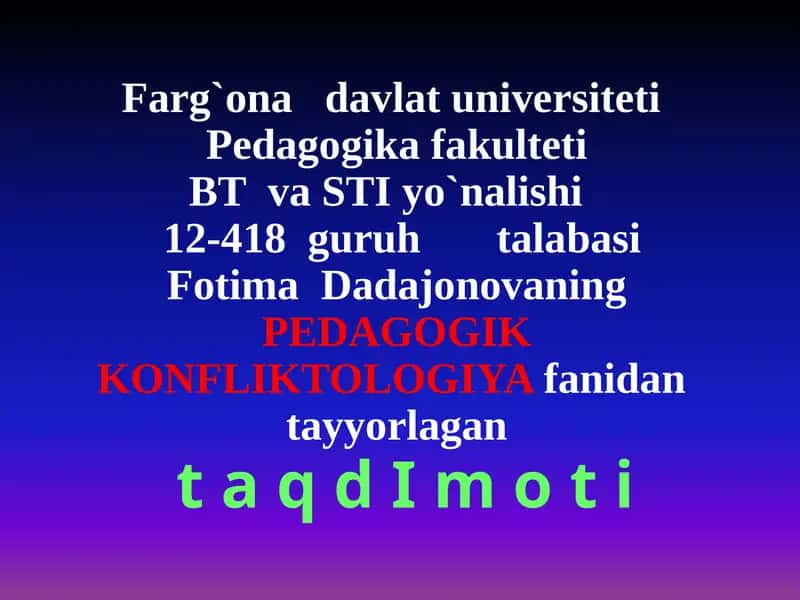 PEDAGOGIK KONFLIKTOLOGIYA